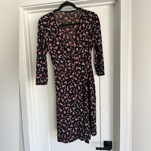 3/4 Sleeve Dress , Faux Wrap